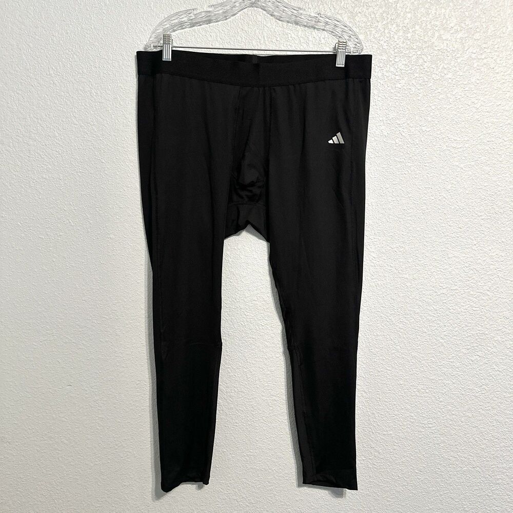 Adidas Men Size 2XL Tech-Fit Long Tights Pant Training Black Gym Yoga HP0585